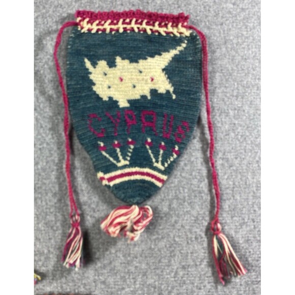 Antique Hand Made Crochet Multicolor Tassel Cyprus Miser Purse (SET OF 3) - Picture 4 of 4